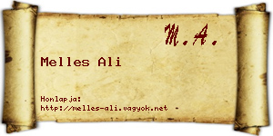 Melles Ali névjegykártya